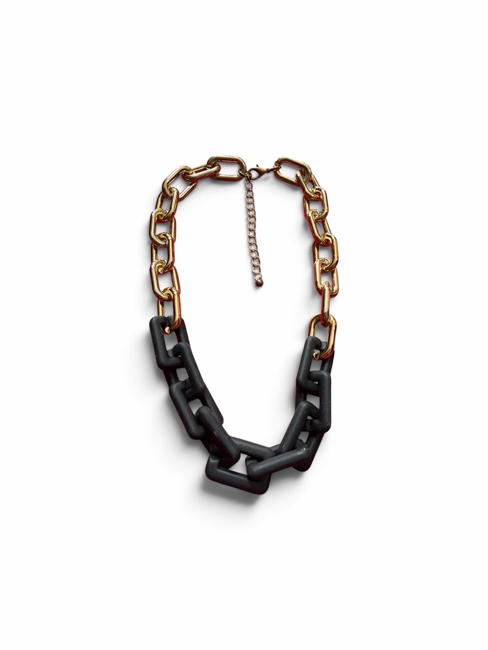 Gold & Black Link Statement Necklace - Unbranded